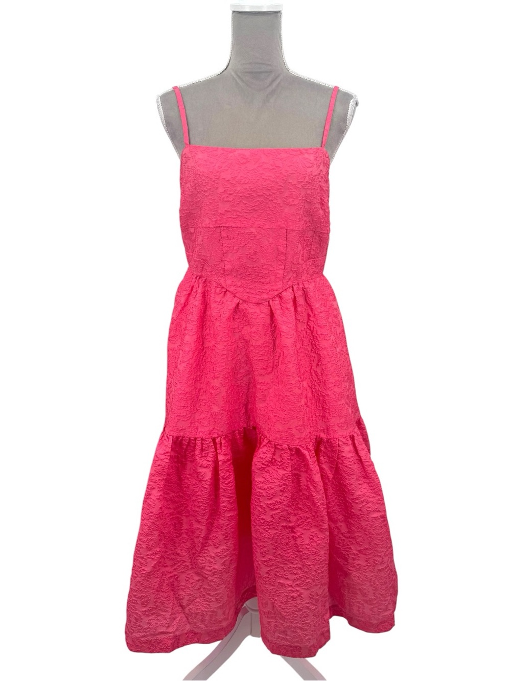 Anthropologie Hutch Pink Jacquard Tiered Corset Dress Size 8 - Picture 5 of 9